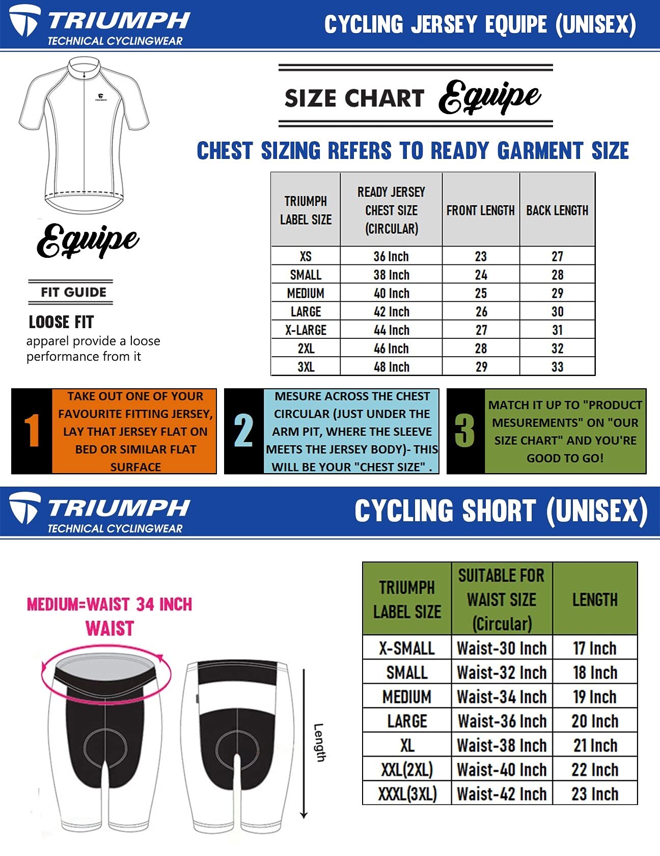 WARRIOR Triumph Men Dri Fit Cycling Clothes Set for Men Half Sleeve Mountain Bike Road Bicycle Shirt Jeresys Pants Padded Bike Shorts Tights Size 2XL Multicolour 1
