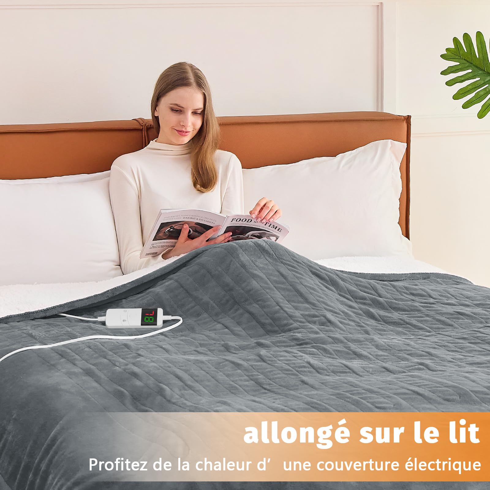 BOMOVA Heizdecke Wärmedecke mit Abschaltautomatik,Kuscheldecke flauschig Weihnachten,10 Heizstufen & 5-Stunden-Timer für Home,Geschenke für Frauen,Weihnachtsdeko für Bett Couchdecke,130x180cm,Grau