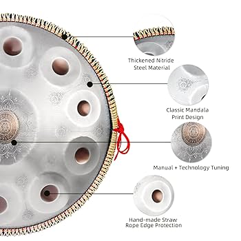 Amazon.com: Handpan Drum,22inch 10 Sounds D Minor Silver