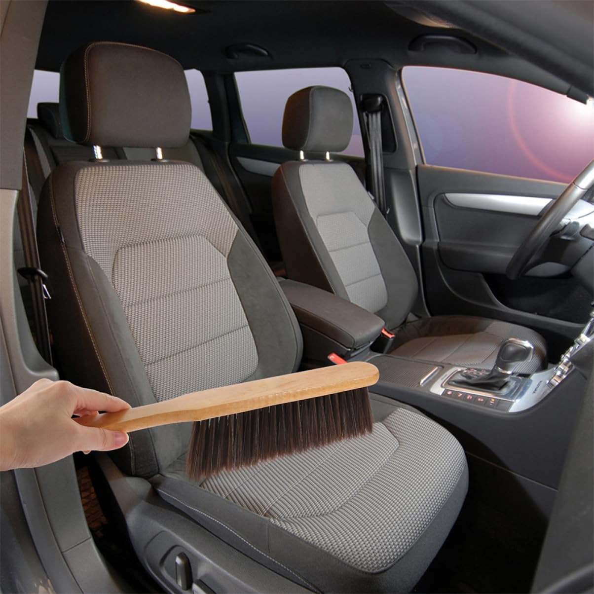 Unomor 4pcs Soft Brush Duster with Long Wooden Handle for Deep Cleaning Beds Sofas and Furniture Hand Broom for Home Dusting and Maintenance