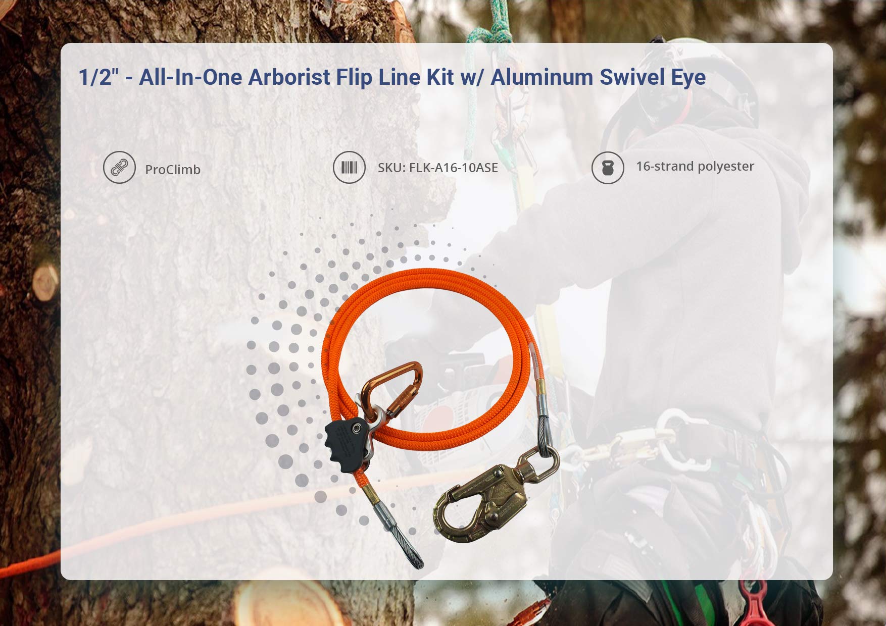 Kit de línea abatible con giro de aluminio - 1/2 pulgada (8 pies - 15 pies) | Calidad premium | Ideal para cordón de escalada, cinturón de liniero y cuerda