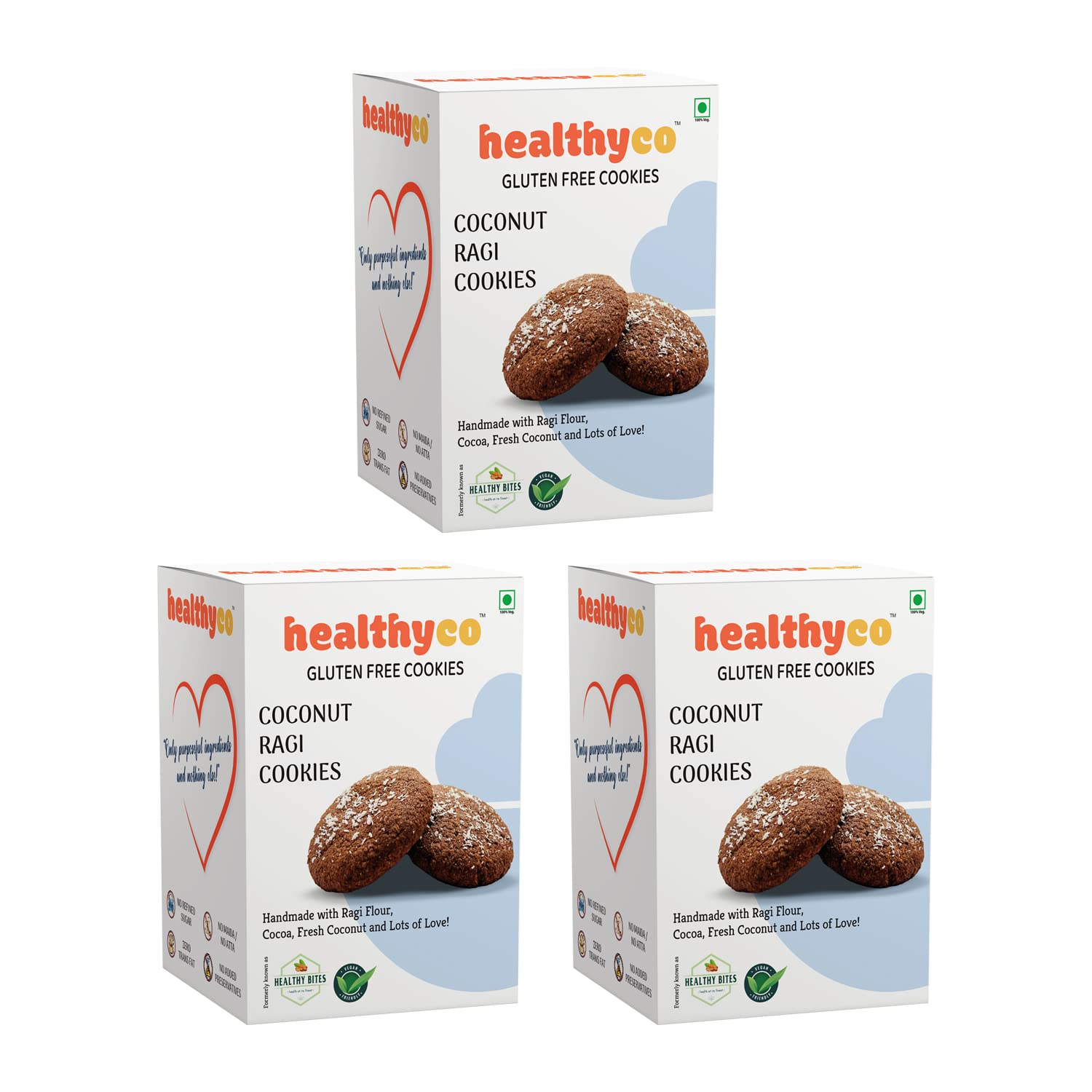 Healthyco Coconut Ragi Cookies (Pack of 3 - 600 g) - Gluten Free Cookies, Vegan Cookies, No Maida, No Atta, No Preservatives, Ragi Millet Cookies, Handmade Healthy Biscuits, Healthy Snacks for Adults & Kids, Tasty Healthy Cookies (B0C2VJ5RJP) Amazon Price History, Amazon Price Tracker