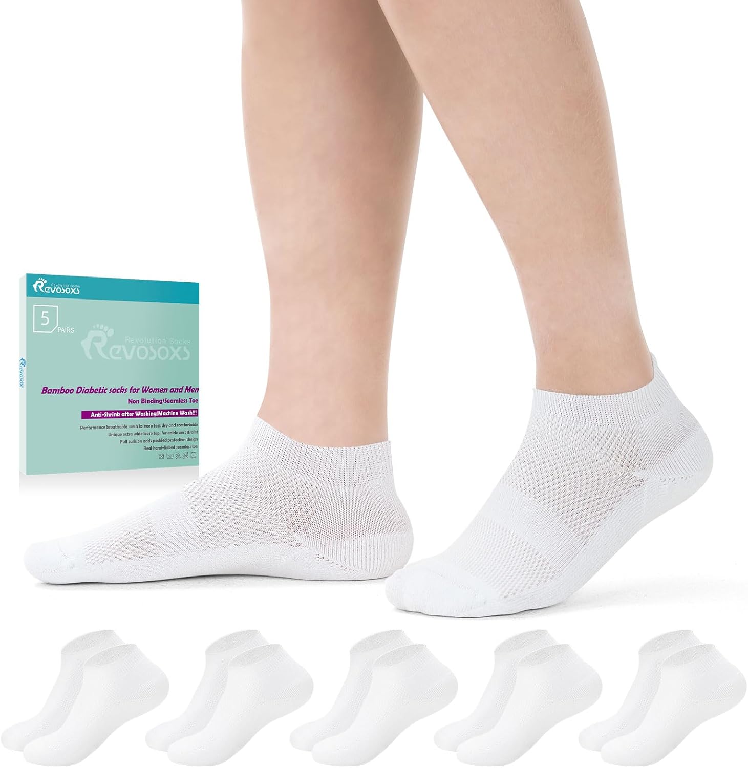 Diabetic Bamboo Socks for Men and Women,5 Pairs Non-Binding Low Cut Diabetic Socks,Loose Socks Size 7-9 9-11