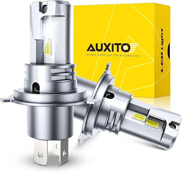 AUXITO H4 Light Bulb, 50000LM 900% Super Brighter, Real 1:1 Size, 9003/HB2 LED Fog Light for Night Driving, 6500K Cool White, 50000Hrs Long Service Life, Plug and Play, Pack of 2