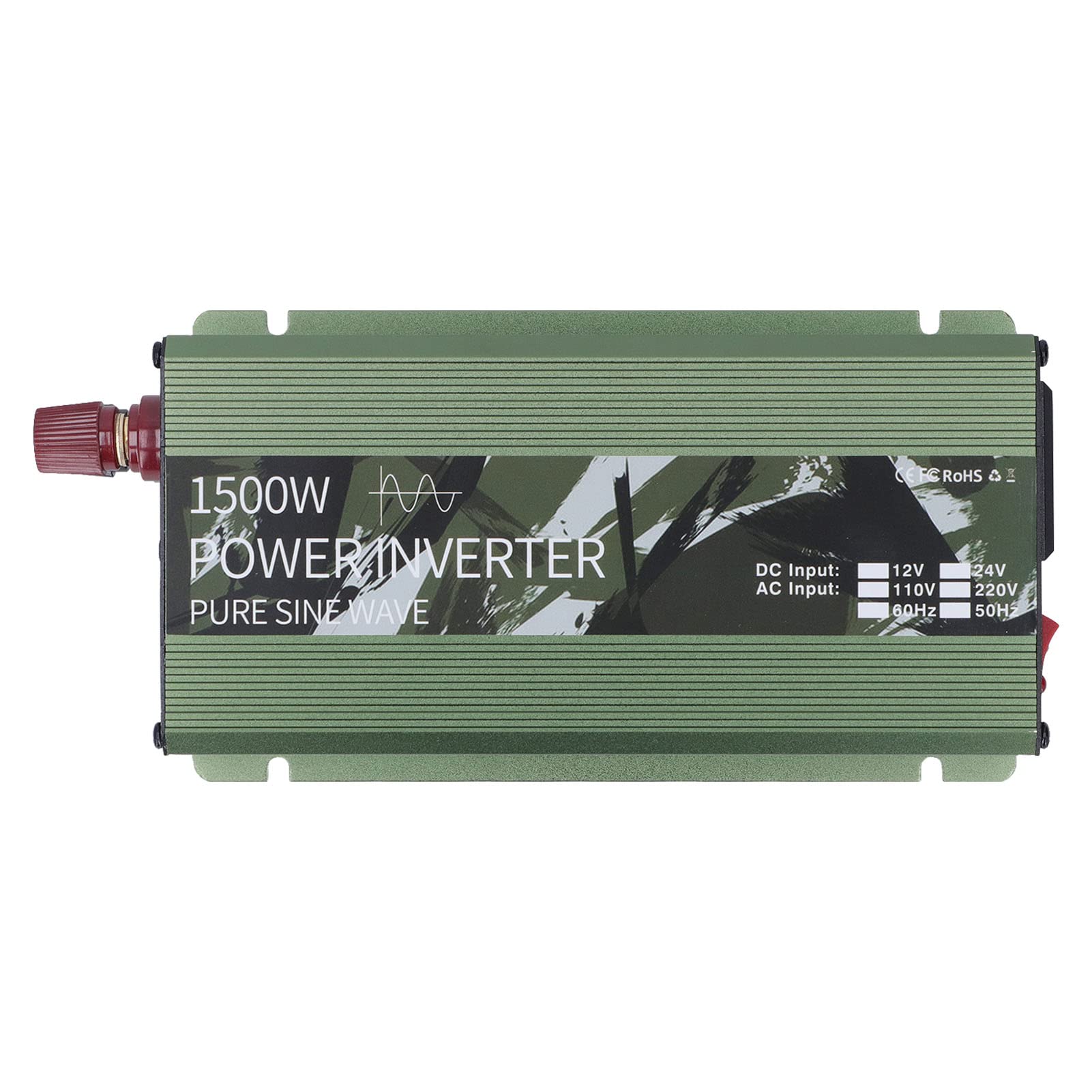 Przetwornica Czystej Fali Sinusoidalnej o Mocy 1500 W Stop Aluminium DC12V Do AC220V Falownik Samochodowy na energię słoneczną Rzeczywista Moc Wentylatora Chłodzącego o Mocy 600 W
