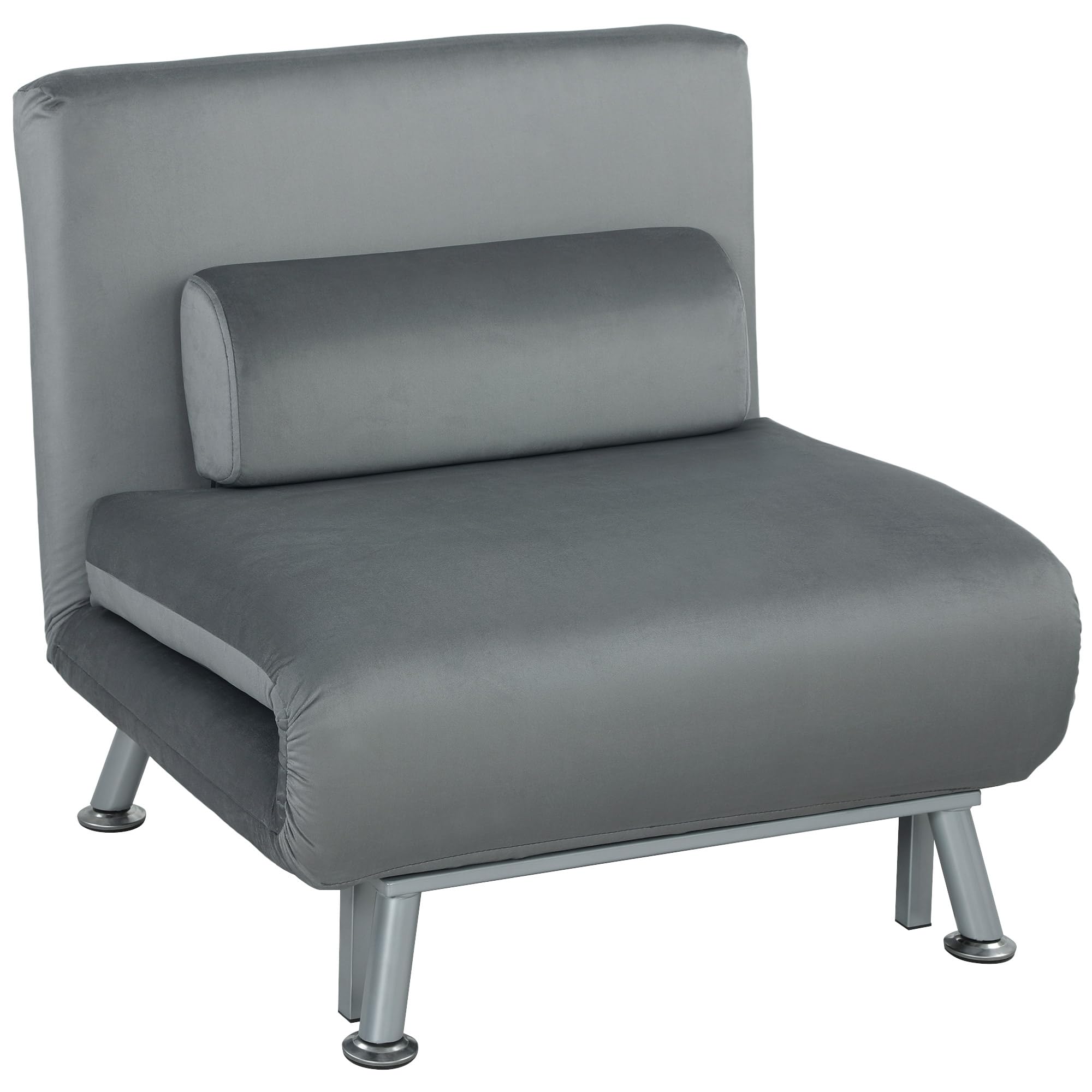 HOMCOM 3 in 1 Schlafsessel Klappbar Schlafsofa mit Bettfunktion Verstellbarer Rückenlehne Kissen Gästebett bis 150kg belastbar Relaxsessel Klappsessel für Wohnzimmer Schlafzimmer 75x70x75cm Grau