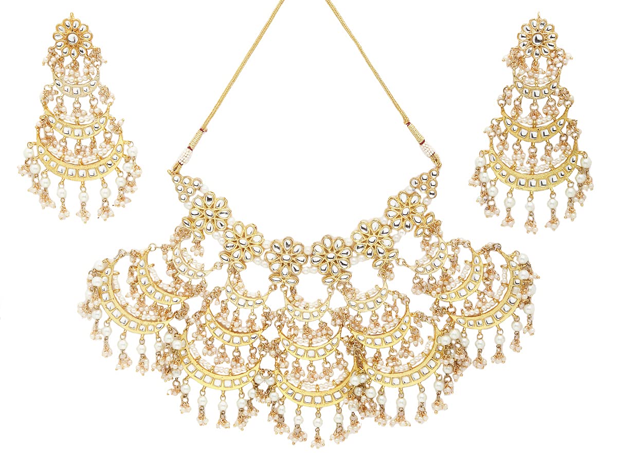 Karatcart Womens Kundan and Pearls Studded Layered Bridal Set (B09D6NKQ8J) Amazon Price History, Amazon Price Tracker