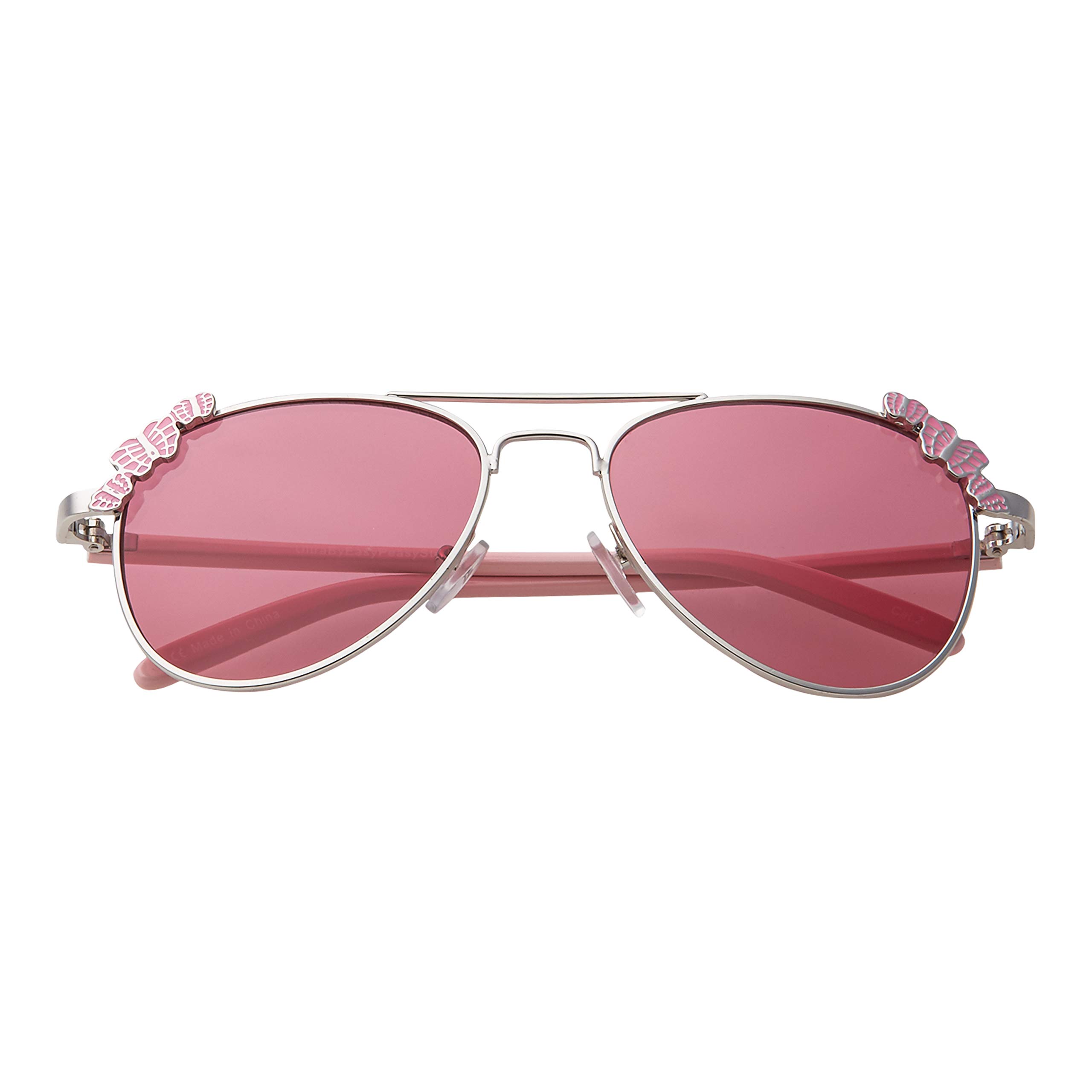 Ultra - Kids Pilot Style Sunglasses UV400 Protection Metal Frame Boys Girls Ages 3-9 Years Classic Retro Shades - Pink