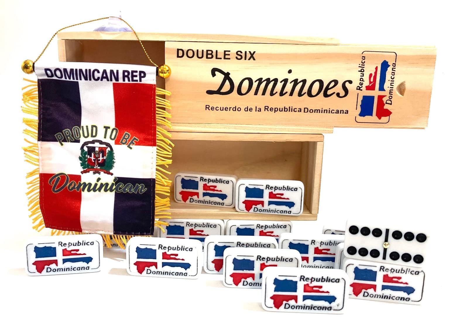 Dominican Dominoes, Dominican Republic Flag Dominoes Double Six Set Double 6 Dominoes with Classic Dominican Design