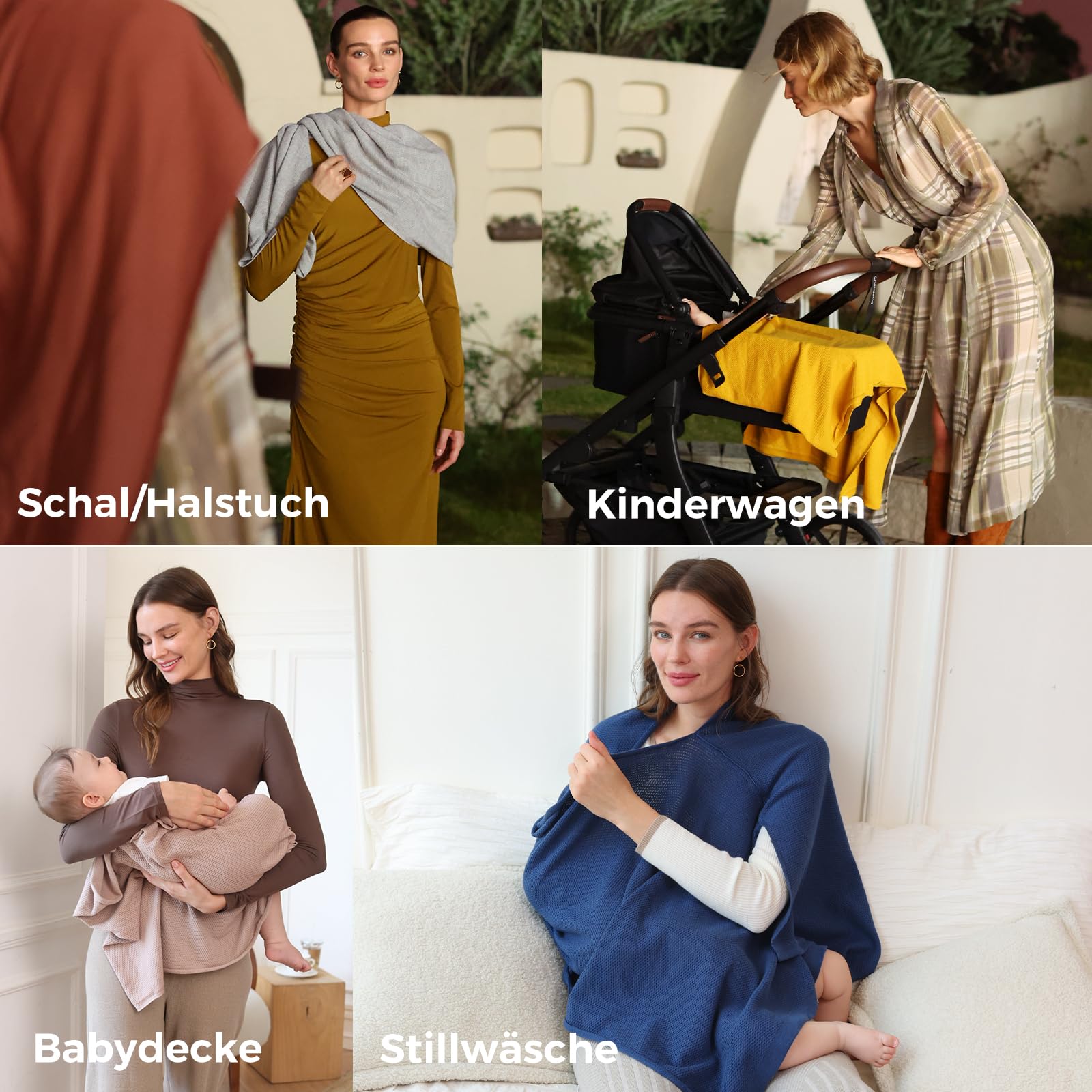 Momcozy Stilltuch zum Stillen, weicher Poncho für mehr Privatsphäre, vielseitig einsetzbarer Stillschal, tragbares Stilltuch für Frauen, inklusive Wäschebeutel (Braun)
