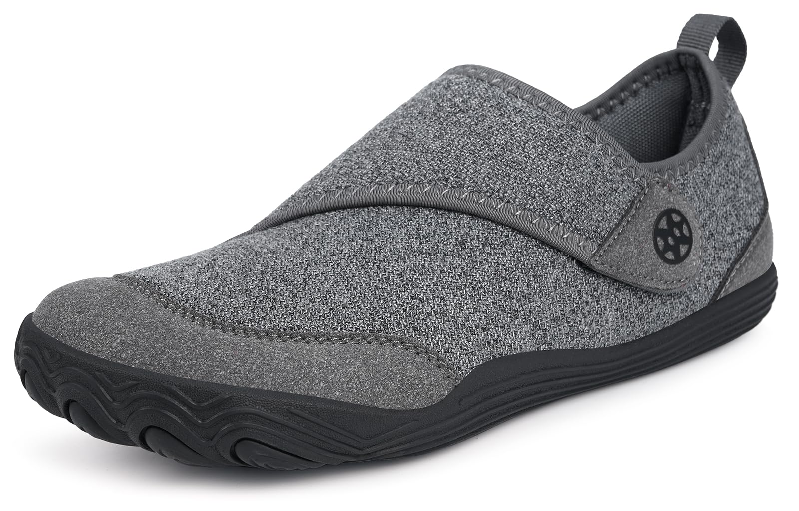 Sisttke Mens Barefoot House Slippers Womens Wide Diabetic Shoes Comfy Breathable Arthritis Edema Walking Sandals Non-Slip Orthopedic Adjustable Slip On Swollen Feet Indoor Shoes for Elderly Dark Grey