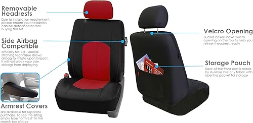 Miniatura 4 de FH Group Juego de tres filas de cuero sintético perforado para asiento de automóvil, compatible con bolsa de aire y listo para dividir, ajuste
