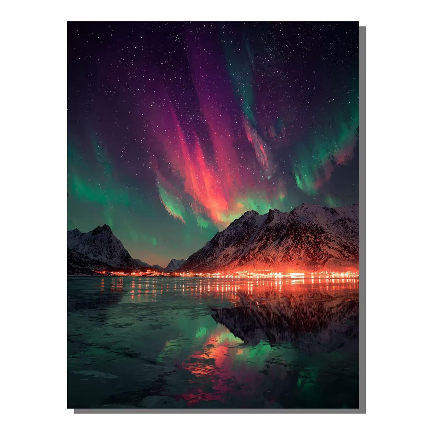 Landschaft Laser Malen Nach Zahlen Erwachsene, Paint by Numbers Adult Anfänger Set, Heimwerk Malen Nach Zahlen Kinder Mit Rahmen, 3 Pinsel und 36 Acrylfarbe Als für Deko Wohnzimmer 60 x 80 cm BJHDK447