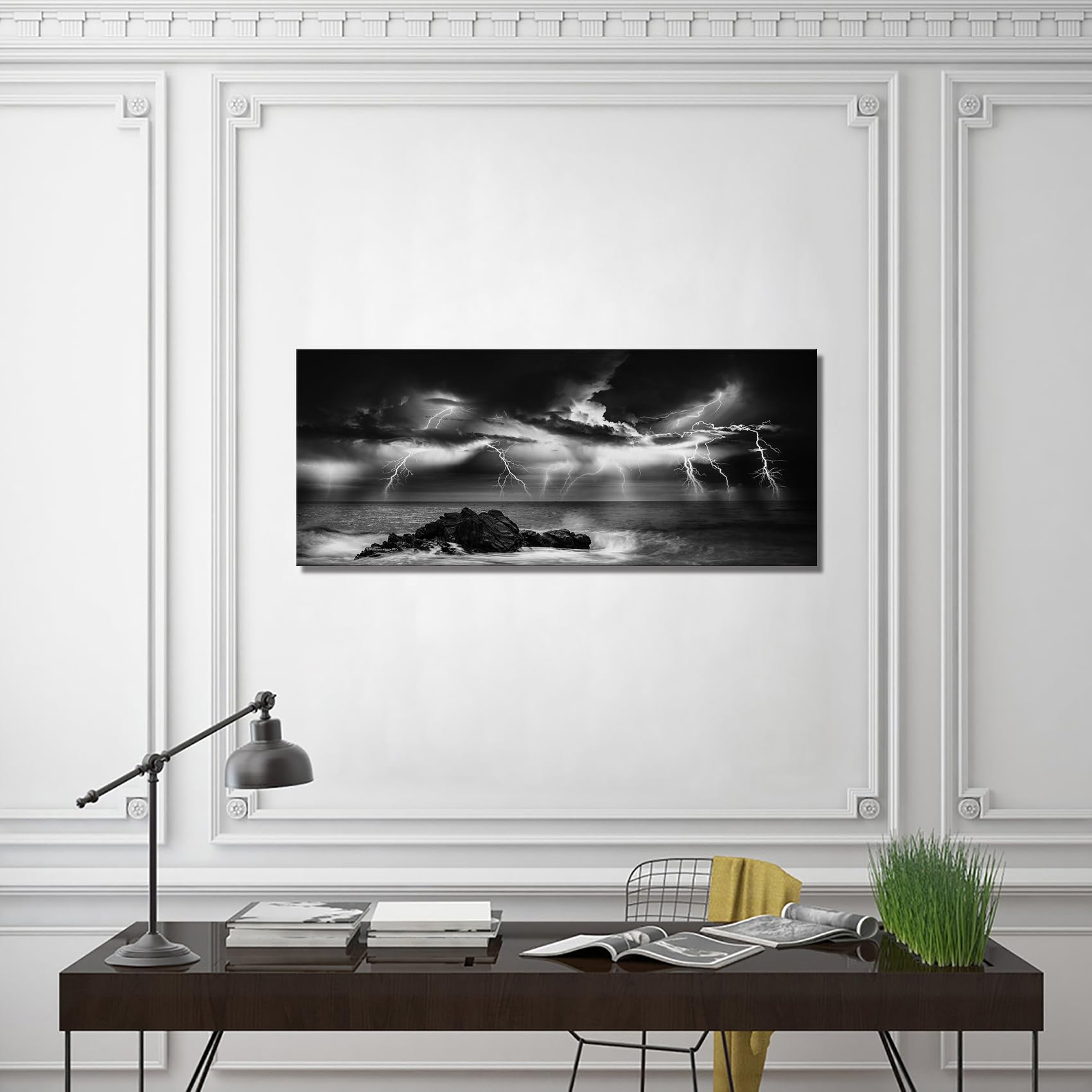 Derkymo 3-teilige Wandkunst – Blitze In Wolken, Stadt Bei Nacht, Je 30,5x40,6 Cm, Leinwanddruck