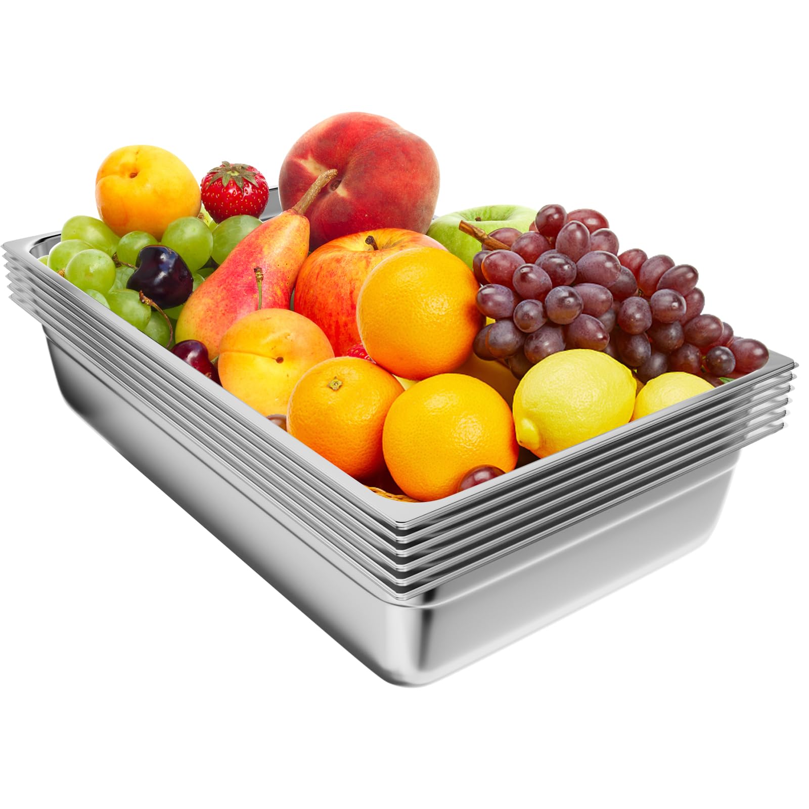 TAIMIKO 6 Contenedor GN 1/1, Contenedor Gastronorm de acero inoxidable/dimensiones 53 x 32.5cm/profundidad 100MM/volumen 13L,1260 g/ud, 1 mm grosor