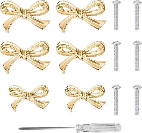 Gosknor Juego de 6 Pomos Grandes y Pequeños con Forma Lazo para Armarios, con De
