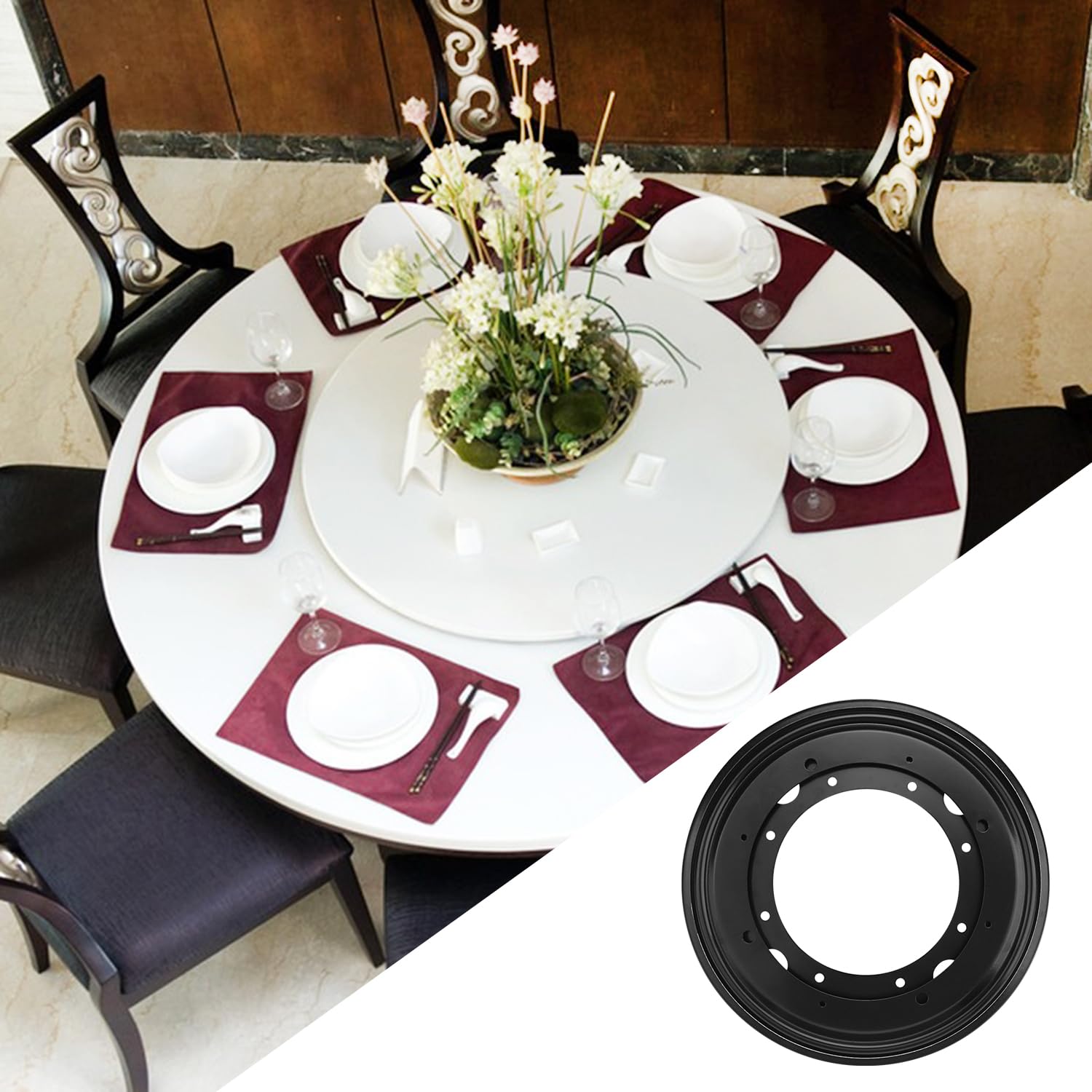 Lazy Susan - 9 cuscinetti per giradischi Lazy Susan da 20,3 cm, base con cuscinetti Lazy Susan, facile installazione, solida struttura in metallo, per la casa e l'industria GENHAKON