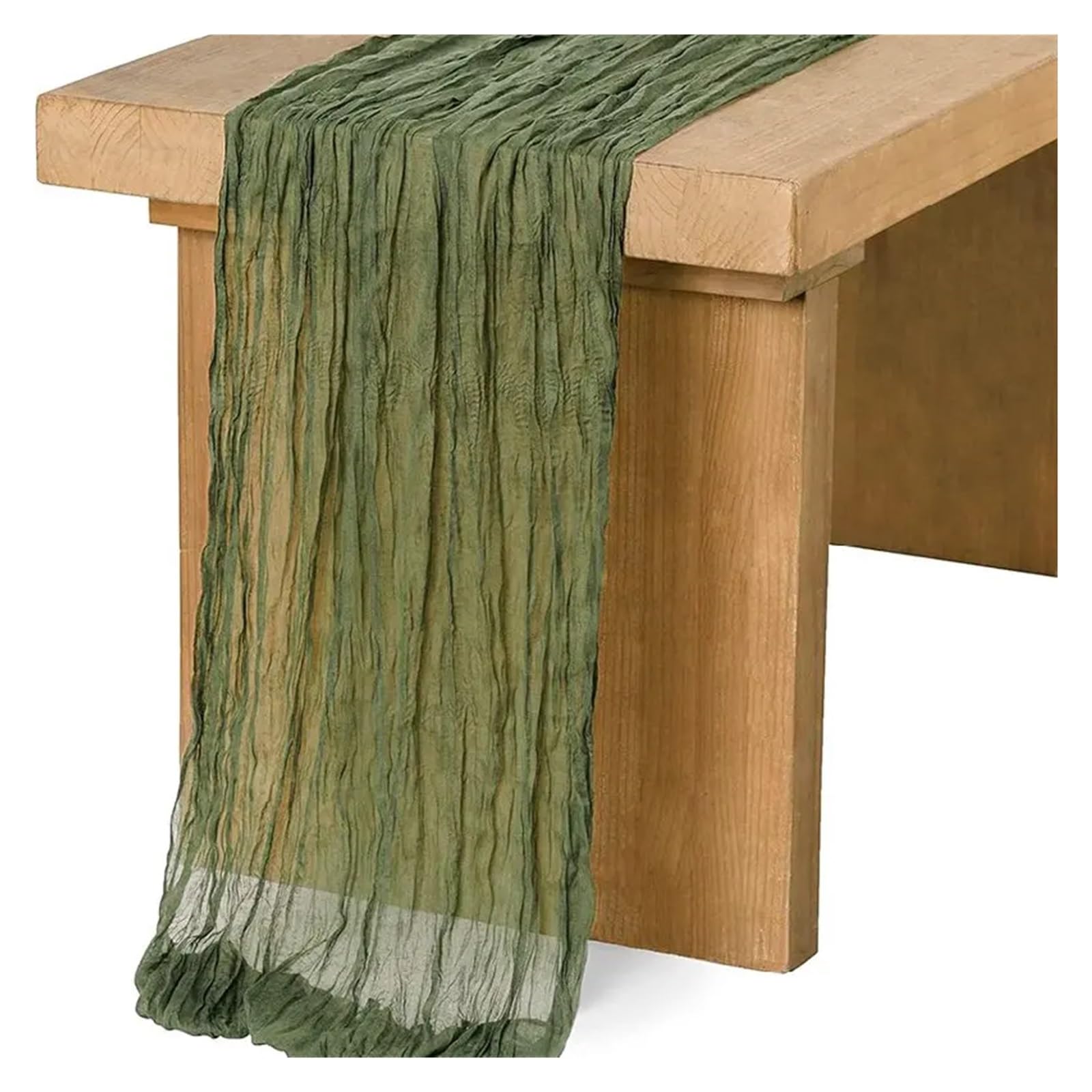 Chiffon Table Runner Table Runner Gauze Wedding Decoration Tablecloth Shower(Olive-green,90X400cm)
