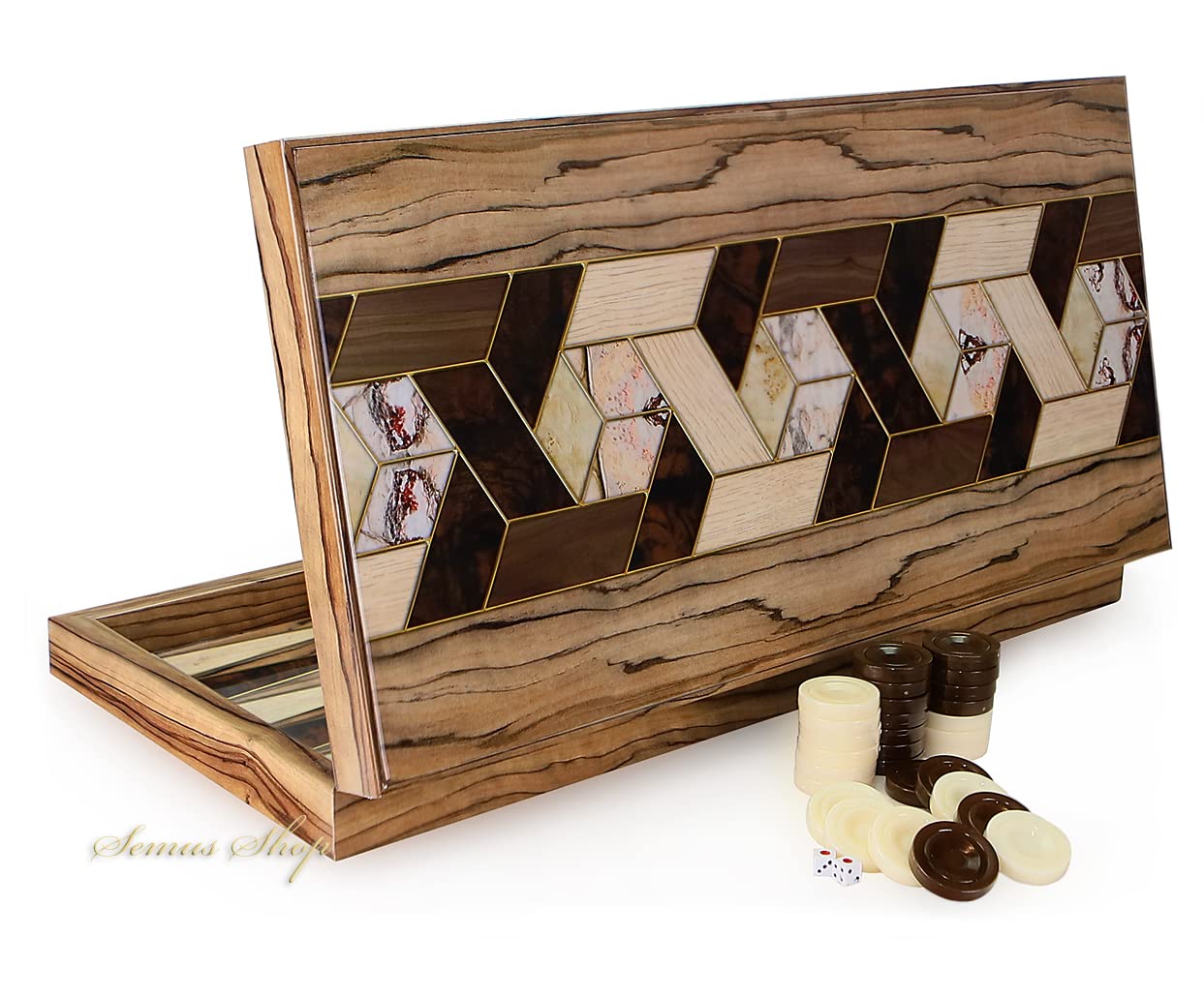 Magnifique backgammon en bois TAVLA XL incrusté