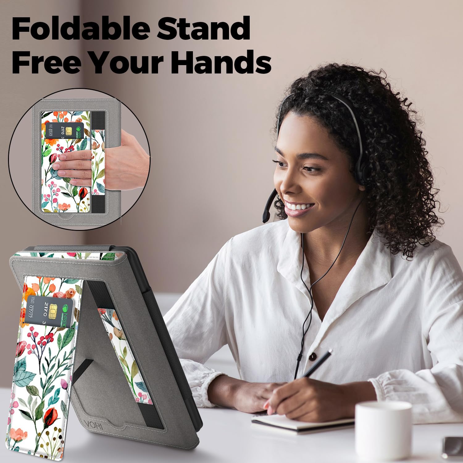 VORI Funda con soporte para Kindle Paperwhite de 17.8 cm/17.3 cm (12ª/11ª generación-2024/2021) y Kindle Colorsoft Signature Edition, funda protectora inteligente de piel sintética con encendido y