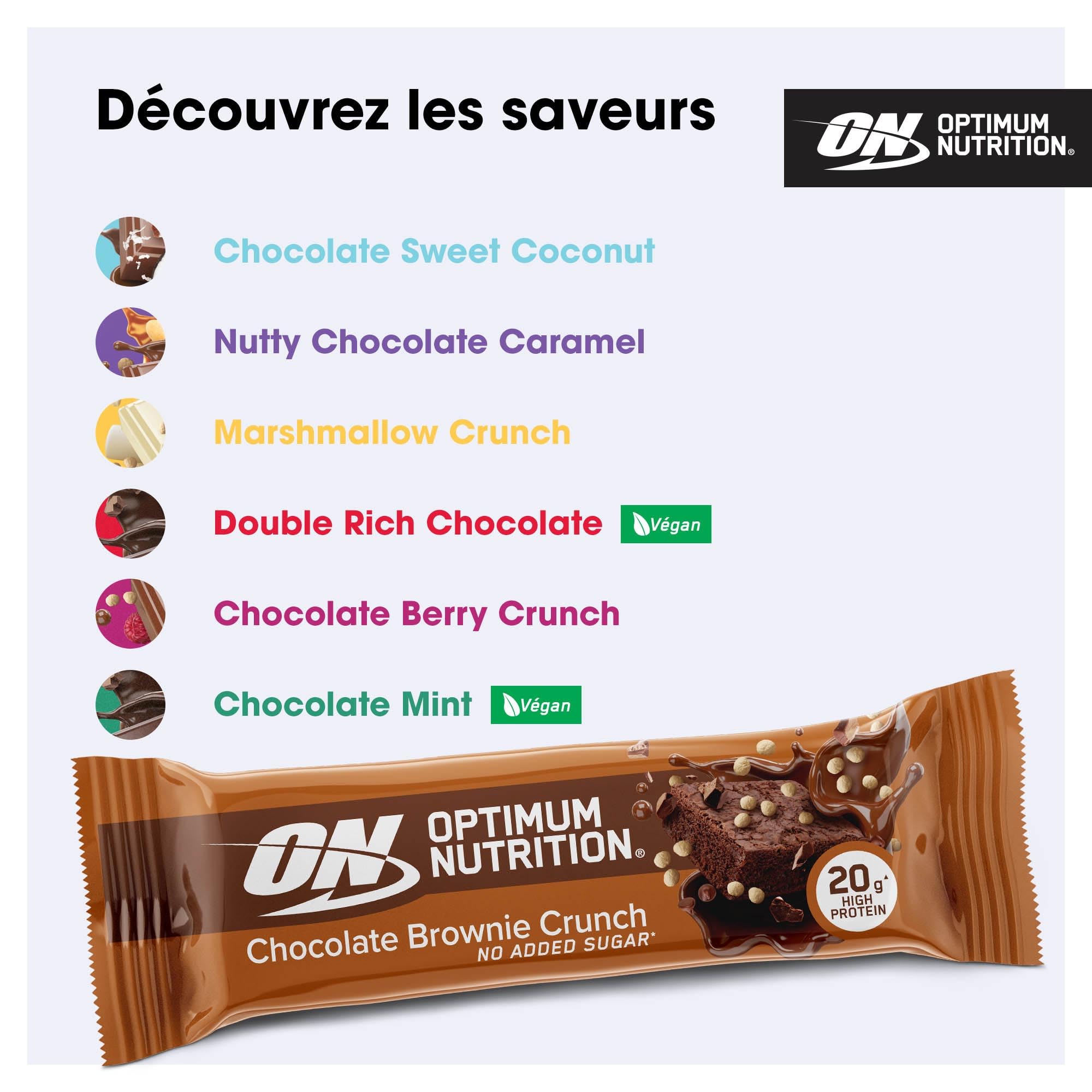 Optimum Nutrition Protein Crisp Bar (10x65g) Croustillant au chocolat et au brownie