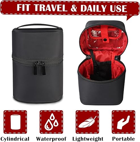 Miniatura 2 de Gloppie Bolsa de maquillaje, bolsa de cosméticos de viaje, soporte portátil para brochas de maquillaje, estuche de maquillaje negro, resistente al