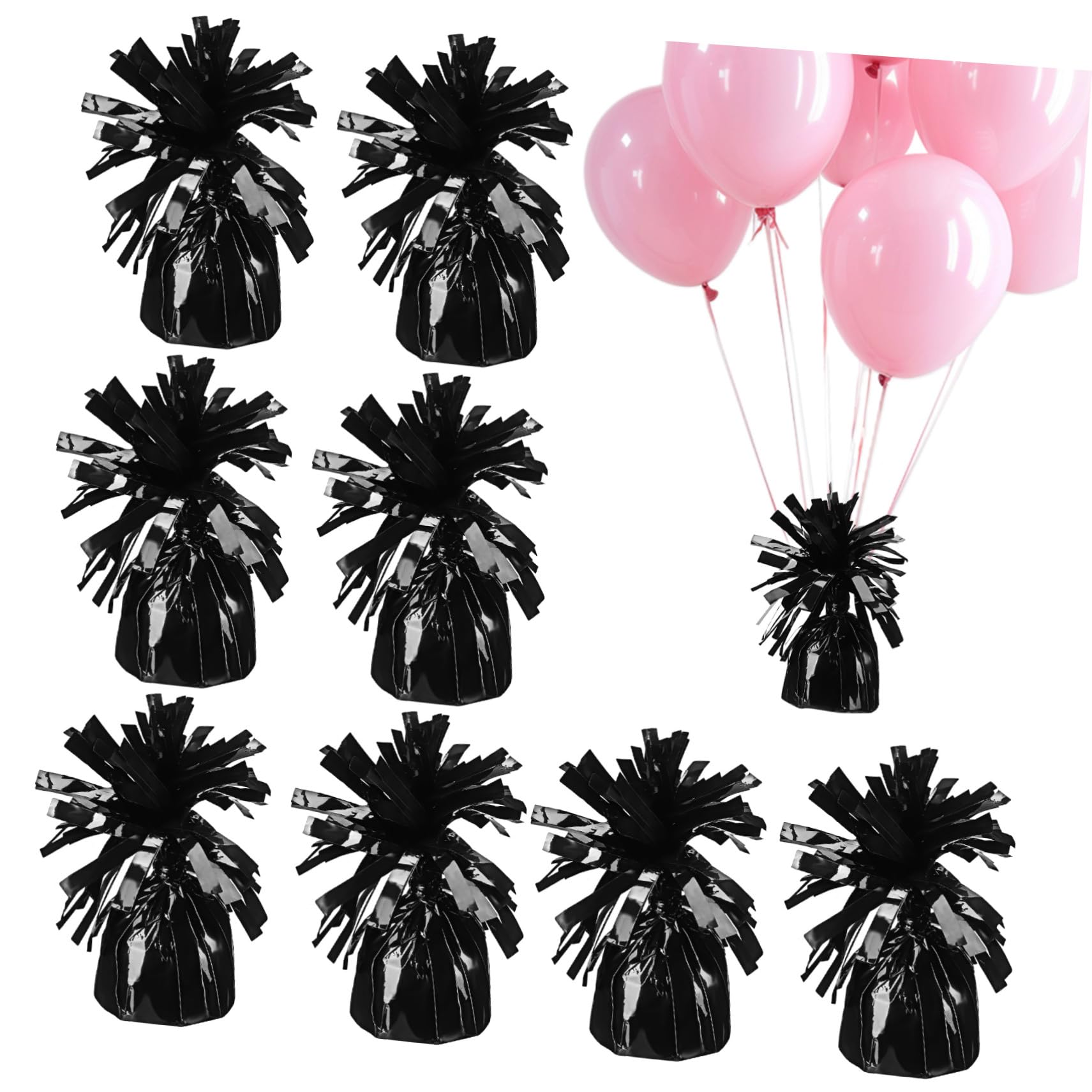 DOITOOL 8 Stück Teiliges Ballongewicht- Schwarze Wiederverwendbar Robust Vielseitig für Hochzeit Geburtstag Partydekoration Stabilisiert Helium Luftballons Einfache Anwendung ohne Werkzeug