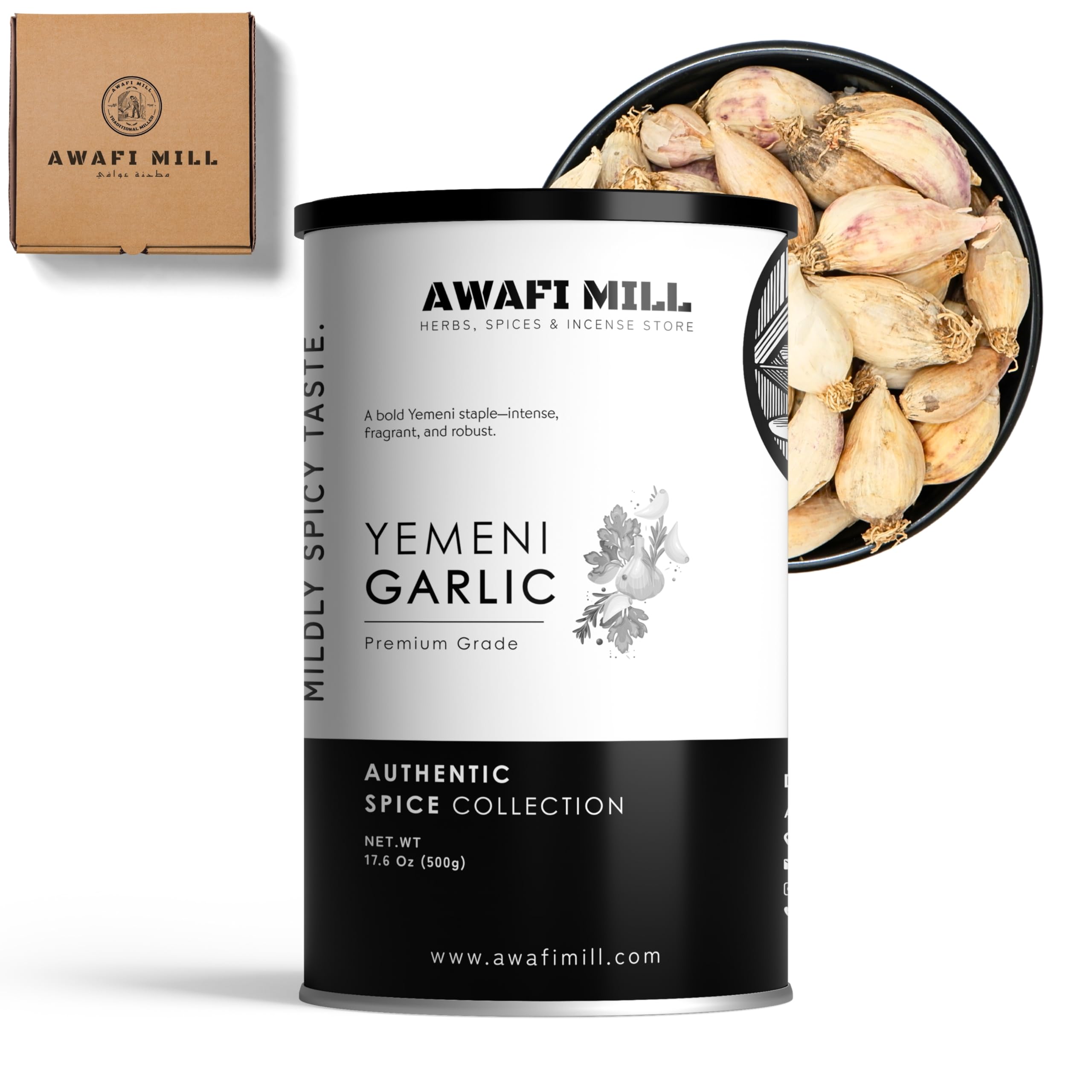 – AWAFI MILL Yemeni Male Garlic – Whole Cloves (Single-Clove Style) | Robust, Pungent Allium for Pickles, Spice Pastes and Stews & Chutneys - 500 g | 17.6 Oz