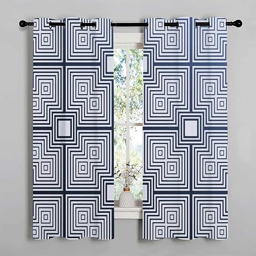 Cortinas opacas con ojales, color claro, geometría, línea de celosía, cortinas modernas para puertas correderas, cortinas para Ventanas de Cuarto 55