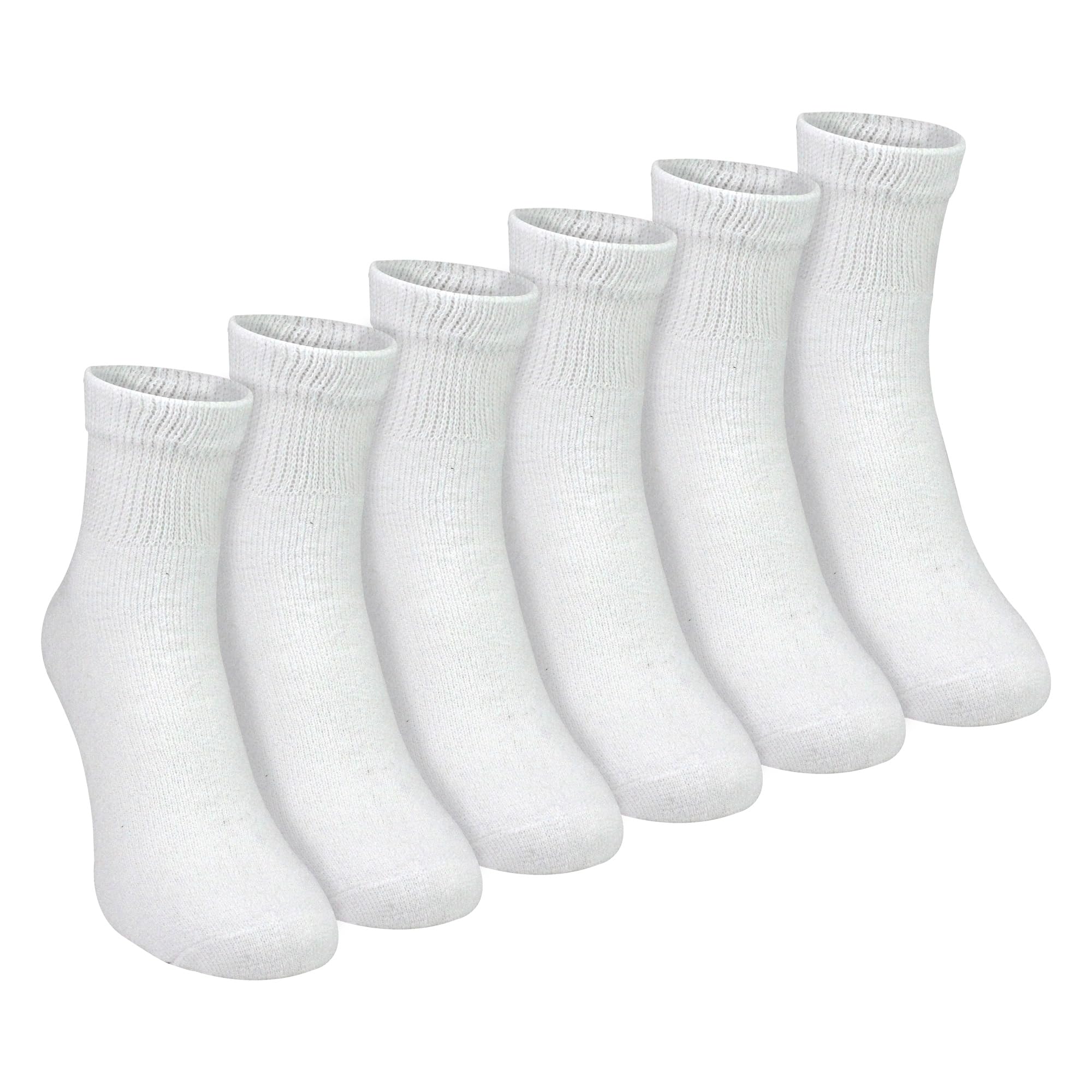 Sock Snob - 6 Pairs Mens Diabetic Cotton Ankle Socks | Soft Non-Binding Breathable Socks (6-11, White)