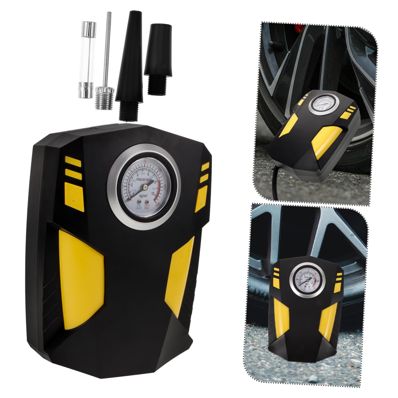 Amosfun Compressore Pneumatici Portatile Display Digitale Intelligente e Gonfiaggio Regolabile, Pompa ad Aria Elettrica per Auto, Motociclo e Bicicletta in ABS, Adatto a Veicoli di Vario