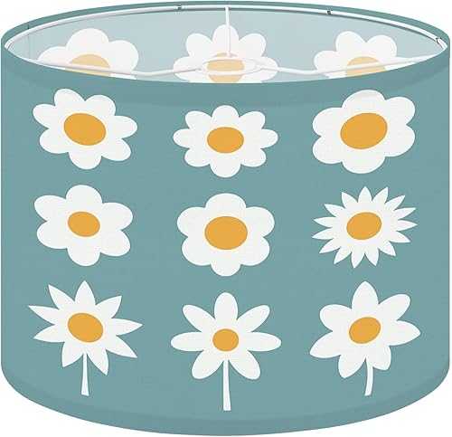 Miniatura 12 de Juego de 2 pantallas de lámpara florales de los años 70, diseño de margaritas y margaritas, estilo retro floral de los años 60, 70, 80, pantallas