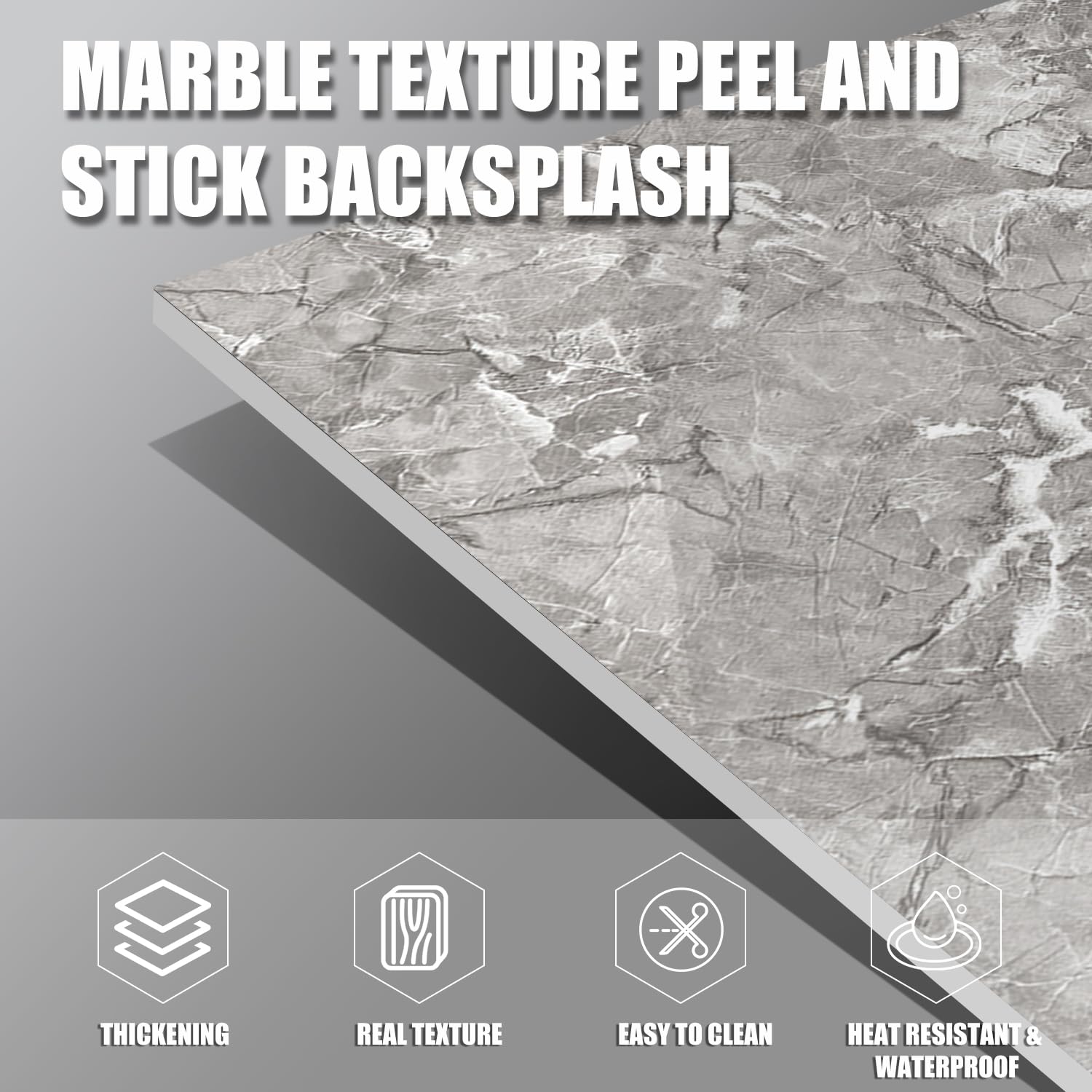 40 sztuk marmurowych backsplash do odklejania i naklejania, wodoodporne, 59,9 x 30 cm, panele ścienne PCW, płytki marmurowe z pianki PCW, tylna strona płytek (nie prawdziwe płytki) do kuchni, łazienki