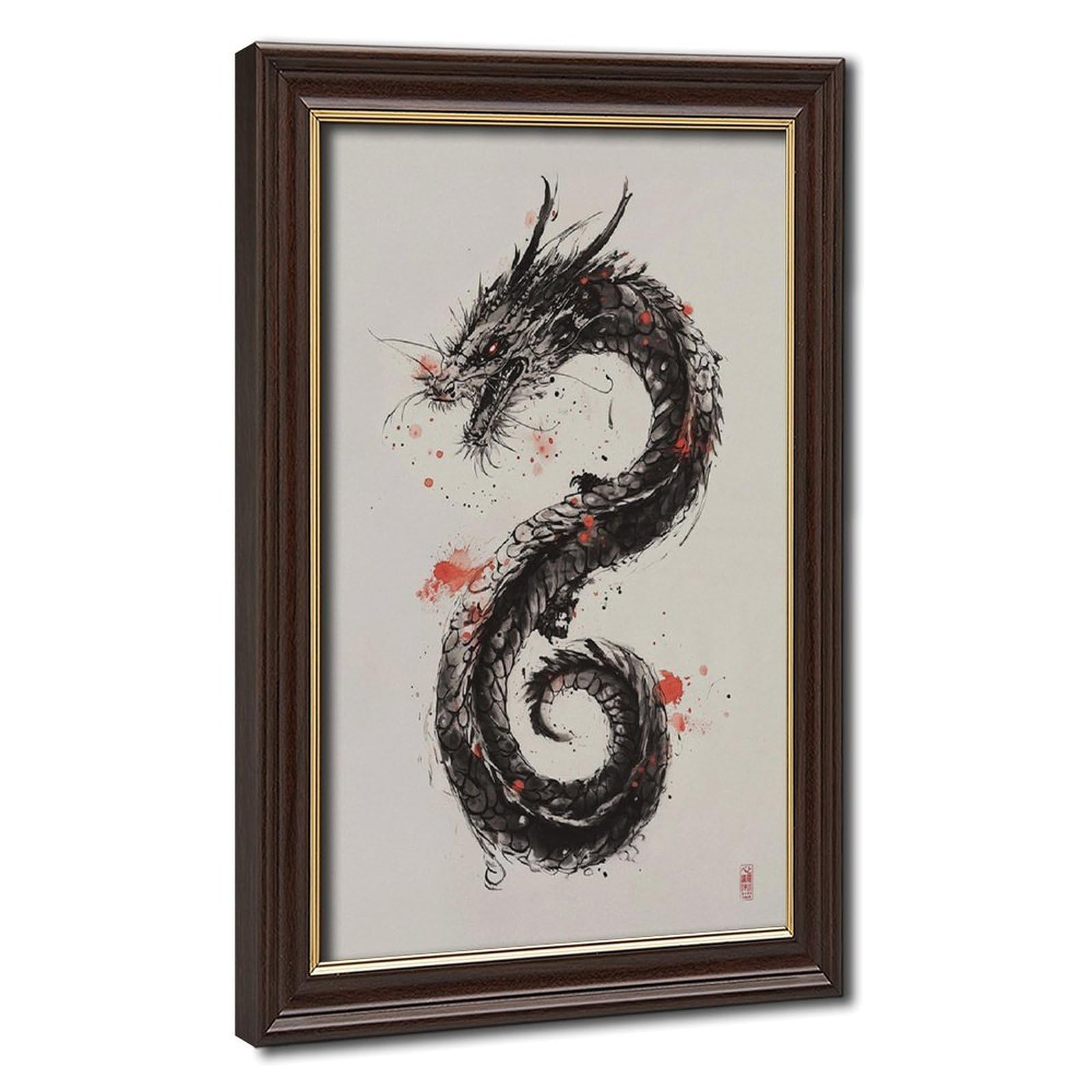 Bareronor Japanese Dragon Poster Canvas Poster Bedroom Decor Landscape Office Room Decor Gift 24" L X 36" W