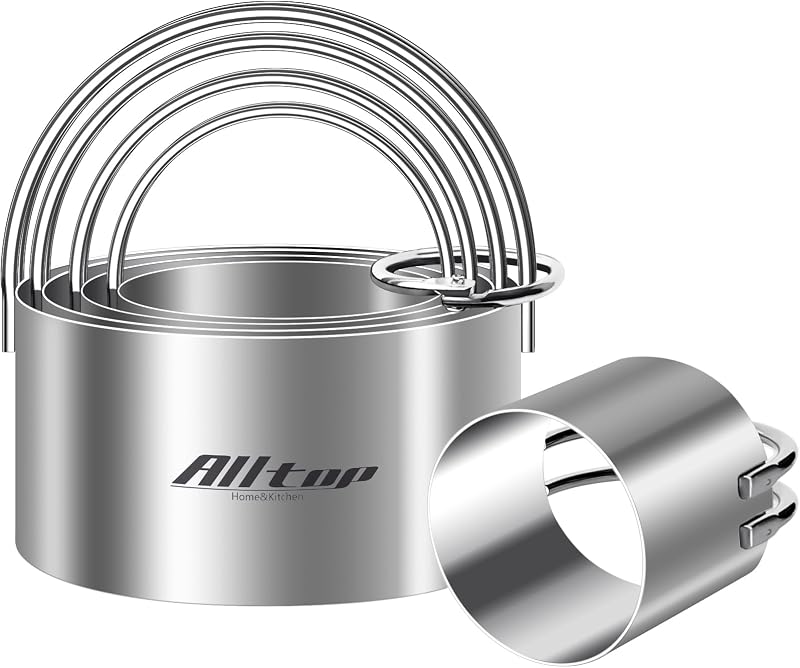 ALLTOP Cortadores de galletas redondos con mango, herramienta esencial para hornear de acero inoxidable para dar forma a galletas circulares sin esfuerzo, pastelería, creación de decoración de pasteles, corte preciso para bolas de masa, bollos, rosquillas, 5 piezas