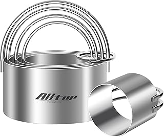ALLTOP Round Biscuit Cutters with Handle, Stainless Steel Baking Essential Tool for Effortless Circle Cookie Shaping,Pastry,Cake Decoration Creation–Precise Cut for Dumpling,Scone, Donut-5 Pcs
