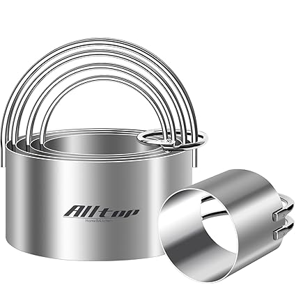 ALLTOP 5 Piece Round Biscuit Cutters with Handle, Stainless Steel Circle Cookie Cutter-Professional Baking Tools for Sandwich, Scone, Donut