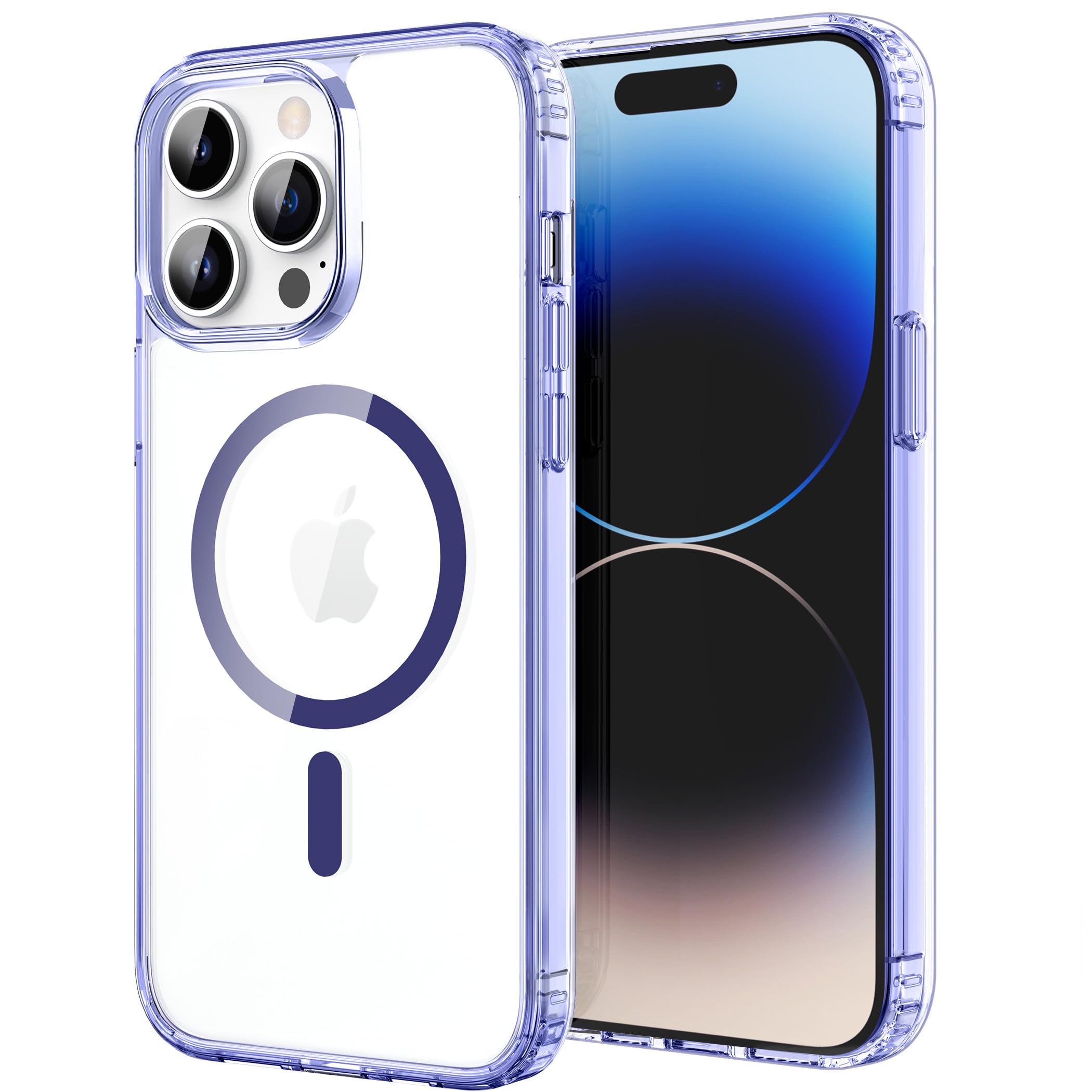CACOE Magnetic Case for iPhone 14 Pro Max 6.7 inch-Compatible with MagSafe & Magnetic Car Phone Mount,Not Yellowing Anti-Scratch (Purple-1)