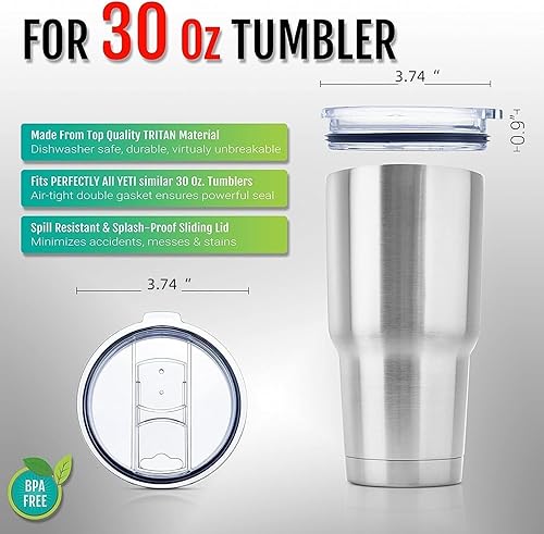 Miniatura 2 de Weierken Tapa de repuesto para vaso de 3 piezas de 30 onzas, a prueba de salpicaduras y derrames, con cierre deslizante, repuesto de tapa para vaso