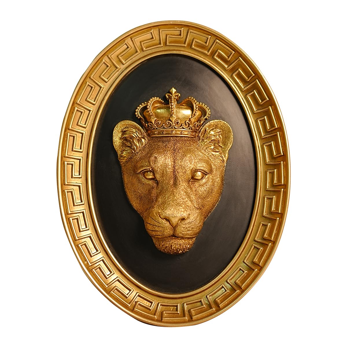 Photo 1 of BILXIM Vintage Wall Sculpture, Retro Gold Lioness Head Oval Framed Wall Art, Antique Wall Decor, Gothic Hanging Decoration for Living Room Bedroom Gallery