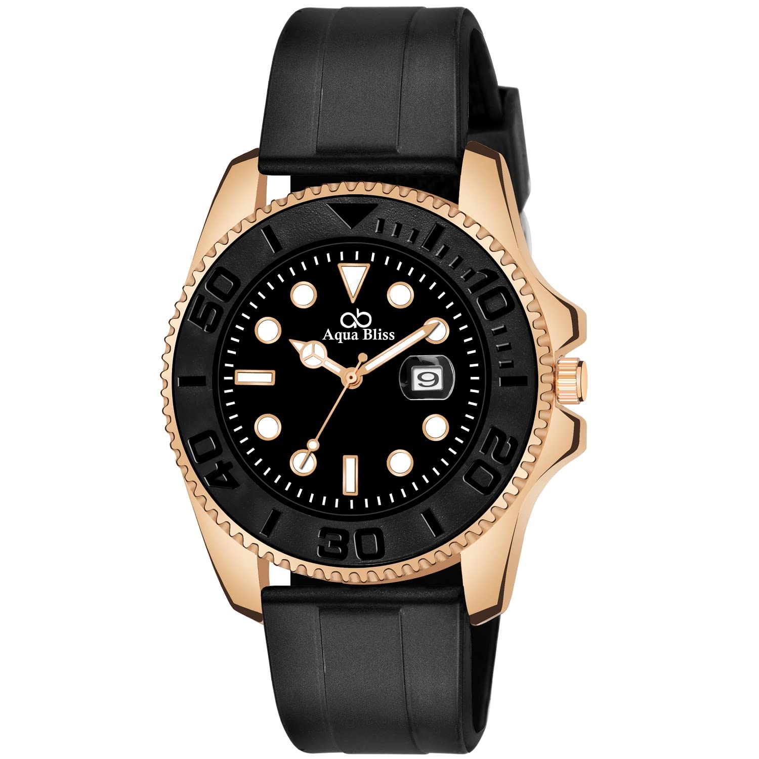 AQUA BLISS - Black Silicon Strap Date Display Analog Mens Watch (B0C14LZCLD) Amazon Price History, Amazon Price Tracker