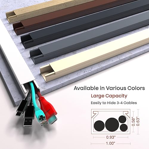 Miniatura 3 de Ocultador de cable, cubierta de cable, cubiertas de cable para TV montado en la pared, ocultador de cables, kit de canaleta blanco pintable de 157