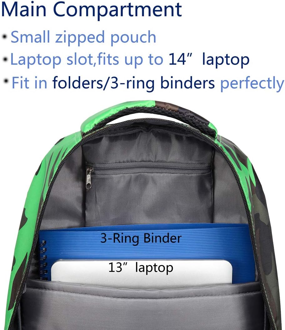 BLUEFAIRY Kids Backpacks for Boys Girls Elementary Primary Middle School Bookbags Back to School Bags for Childs Age 6-8 Mochilas Escolares para Niños Niñas 17 Inch Black/Green - Image 6