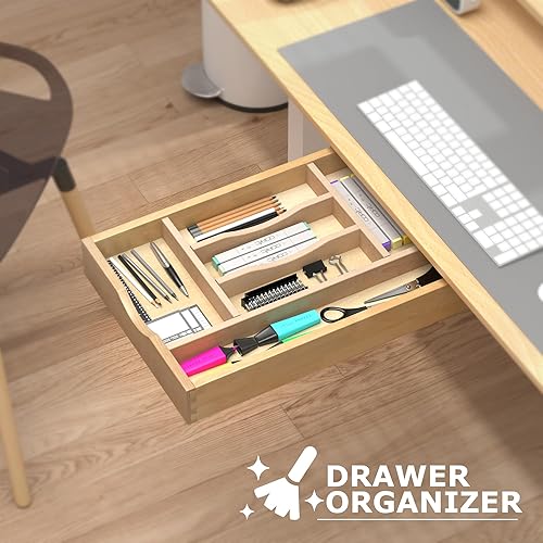 Miniatura 7 de WelFurGeer Bandeja organizadora de cajones de cubiertos, organizador de utensilios para cajones de cocina, organizador de cubiertos de madera en el