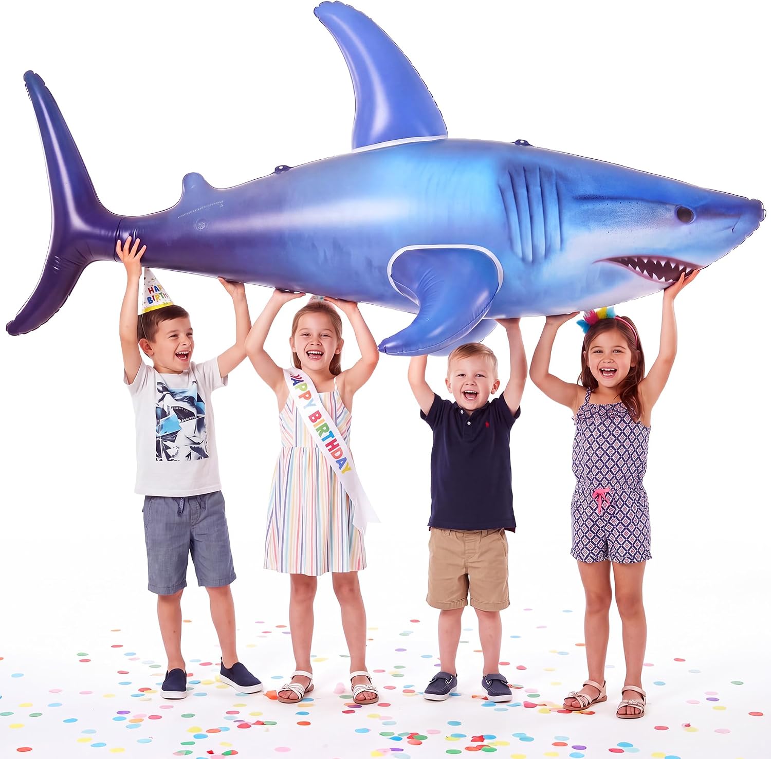 75-Inch Giant Inflatable Shark Pool Toy Float for Kids, Teens & Adults