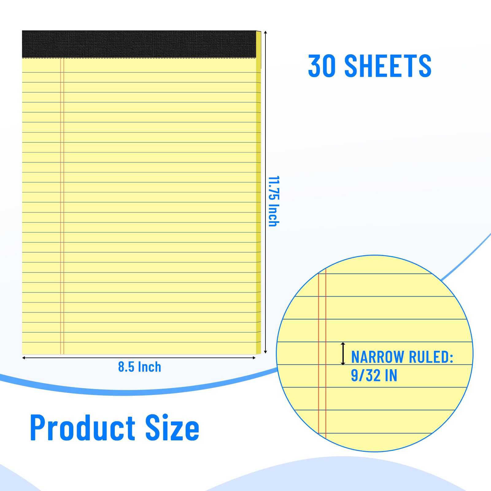 12 szt. Legal Pads 8,5 x 11, notatnik College Ruled Notebook, Yellow Note Pads, Writing Pads, Notes 8,5 x 11, Paper Pads Perforate, Ruled Line Notebooki do pracy, szkoły, biura