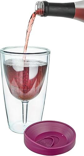 Miniatura 6 de Southern Homewares Vaso de vino de acrílico aislado con tapa Merlot – Taza de viaje de doble pared de 16 onzas, paquete de 4 vino 2 Go Set para