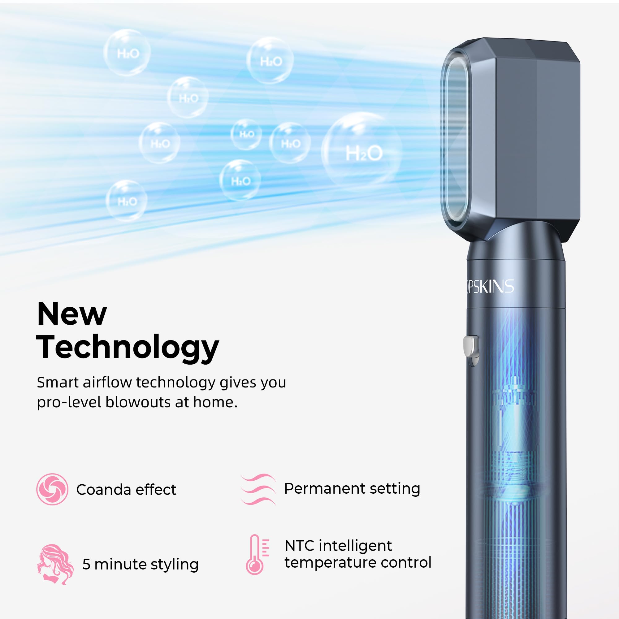 Atopskins Air Styler 6 en 1 Airbrush Pro Cheveux Hair Styler Avec Seche Cheveux Brosse Soufflante, Brosse Seche Cheveux, Brushing Brosse Soufflante, air Boucleur, pour Sécher, Boucler, Lisser