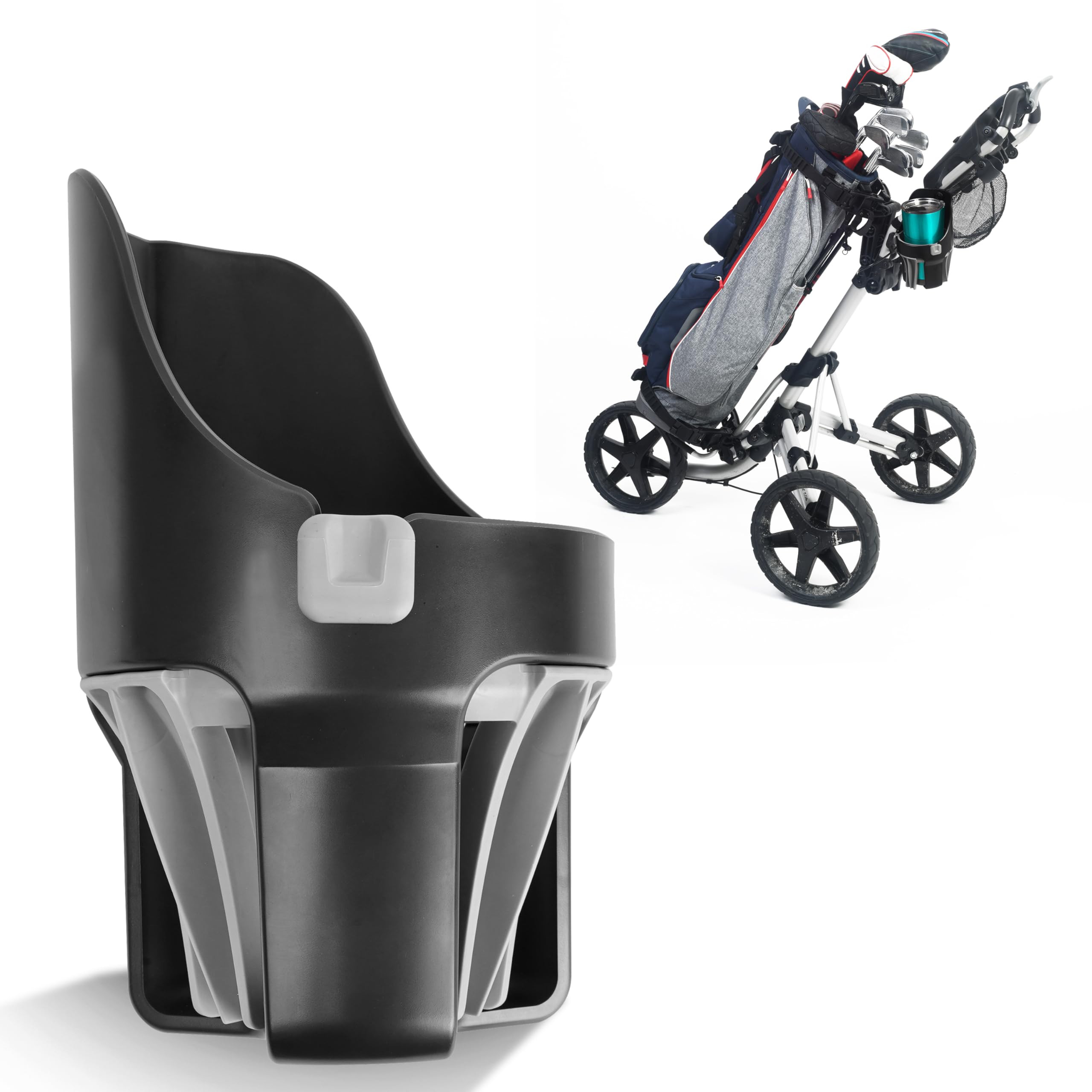 Tributary Brands Golf Push Cart Cup Holder Compatible with Clicgear, Sun Mountain, Bagboy and More. Golf Push Cart Accessories- Large Size