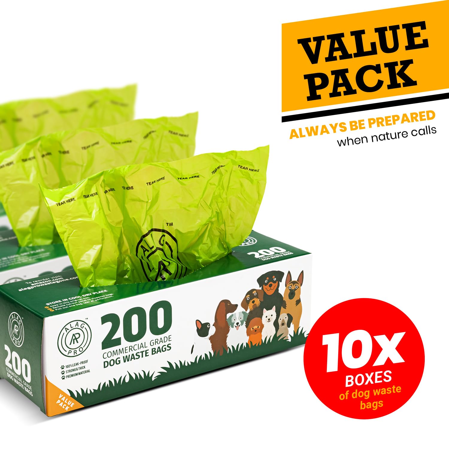 2.000 bolsas de basura para perros de grado comercial, bolsas de repuesto para estaciones de residuos de perros, se adapta a cualquier estación de residuos de perros, 10 rollos de 200 bolsas